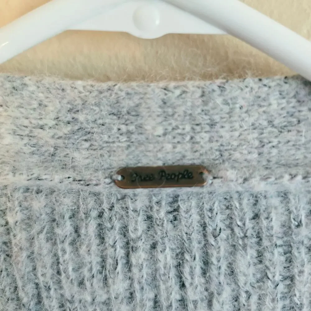 Free people alpaca wool blend gray oversized grandpa sweater
